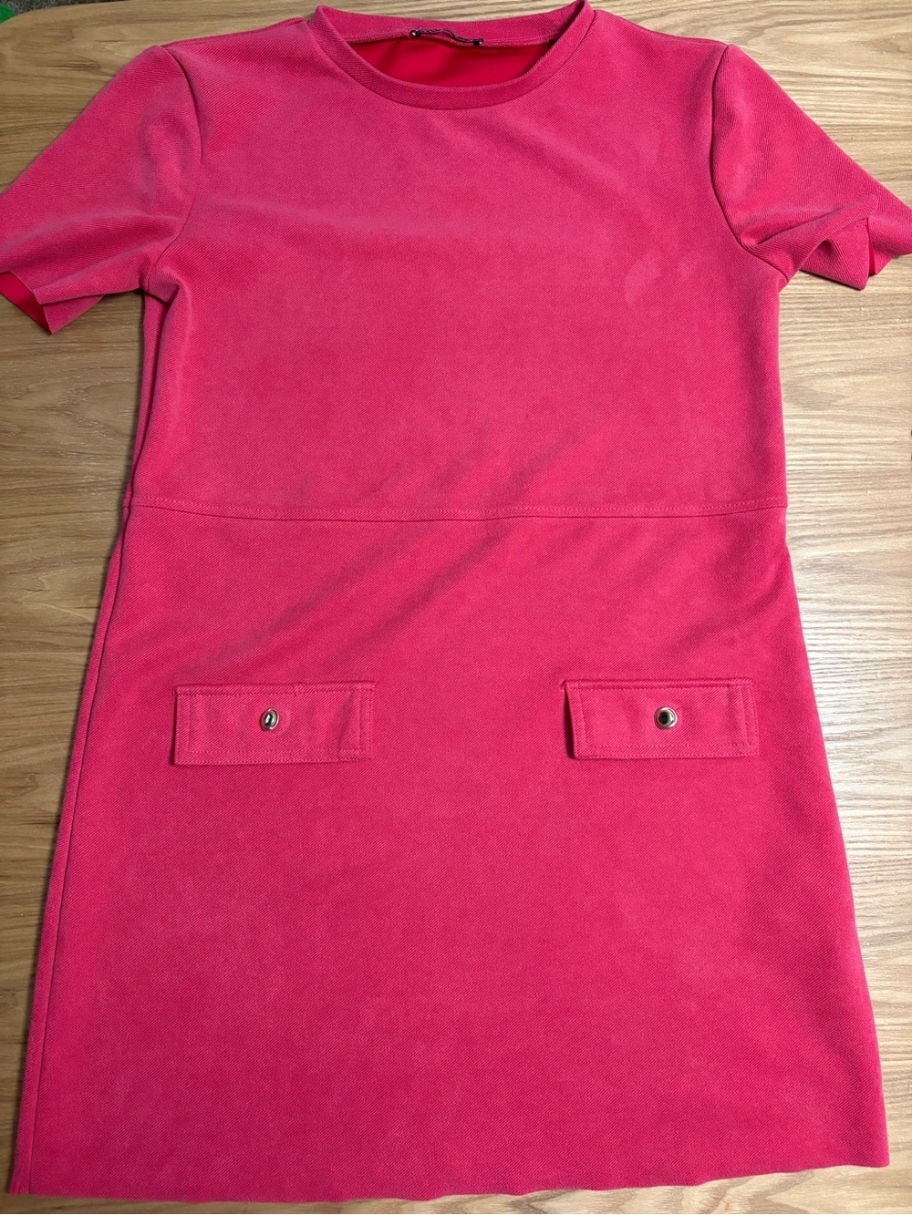 Zara Hot Pink Short Sleeve Mini Shift Dress